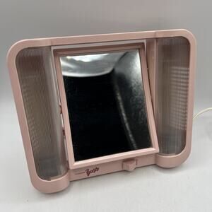 Vtg Small Pink Lighted Make-Up Mirror Vanity Windmere Boss 9" Magnifying 605